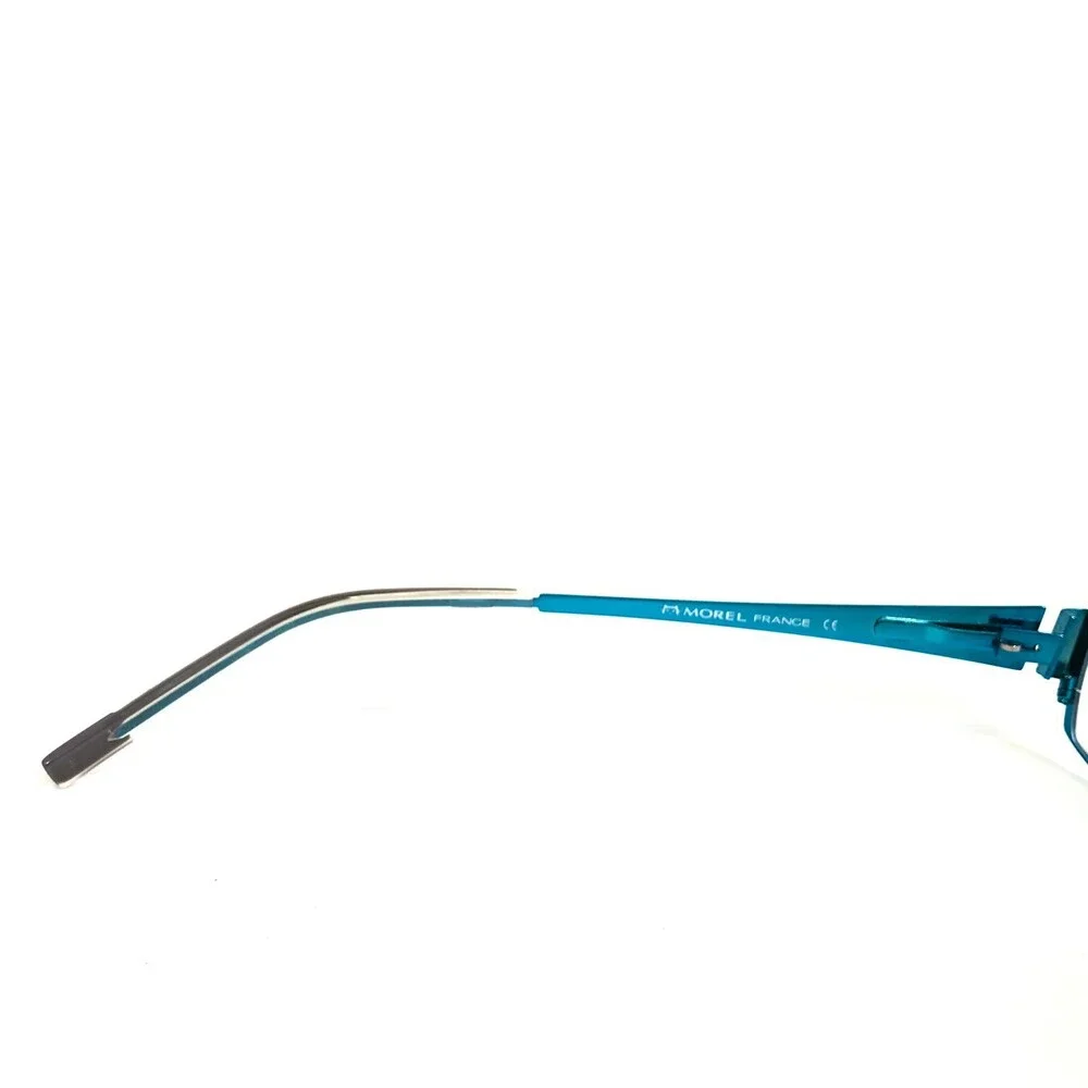 Morel Eyeglasses Frames Lightec 6591L GB 036 Blue Silver Rectangular 49-16-135